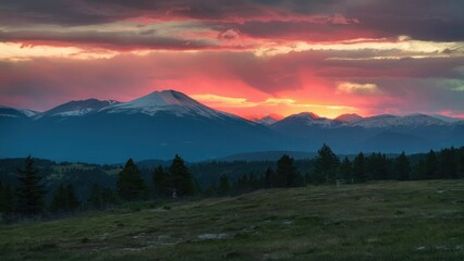 Obraz premium Serene Mountain Landscape at Dusk