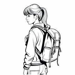 Drawing of a girl with a backpack
