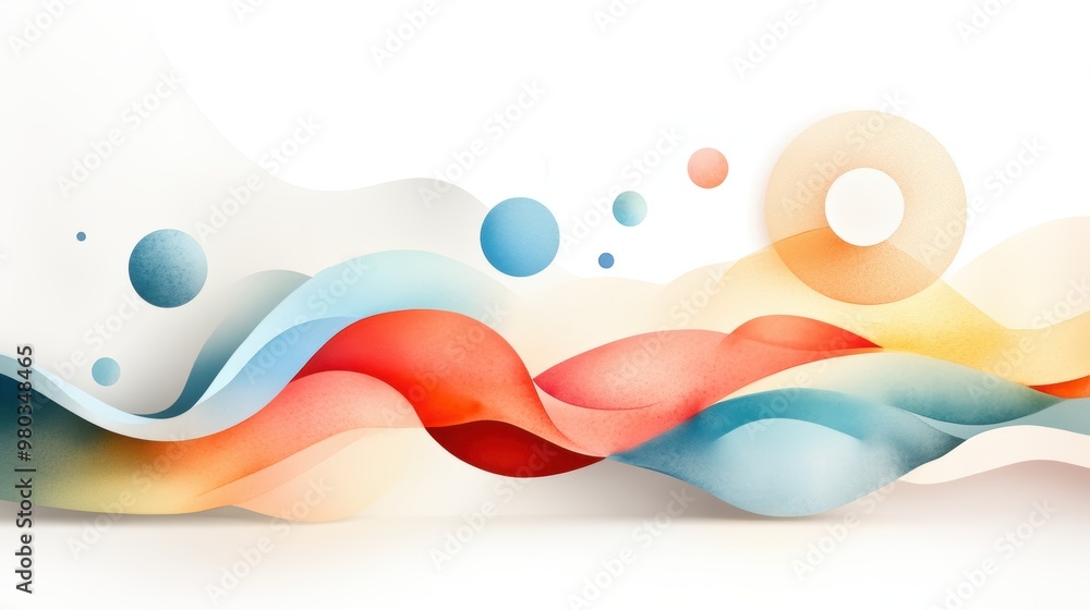 Poster abstract watercolor map with flowing lines, a unique watercolor map featuring abstract shapes and fl
