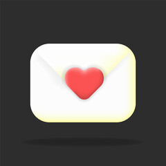 3d vector illustration Heart envelope icon symbolizes love, connection, and communication. Ideal for romantic messages, email marketing, or relationship