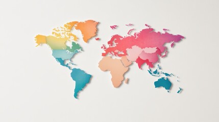 Naklejka premium World Map with Language Distribution, A map illustrating the distribution of different languages around the world, with different colors representing language families.