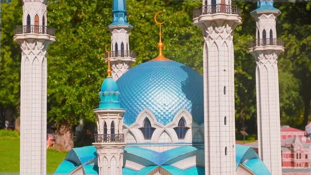 Kazan Kul Sharif Mosque in miniature in the park. Kaliningrad, Russia - 18 June 2024