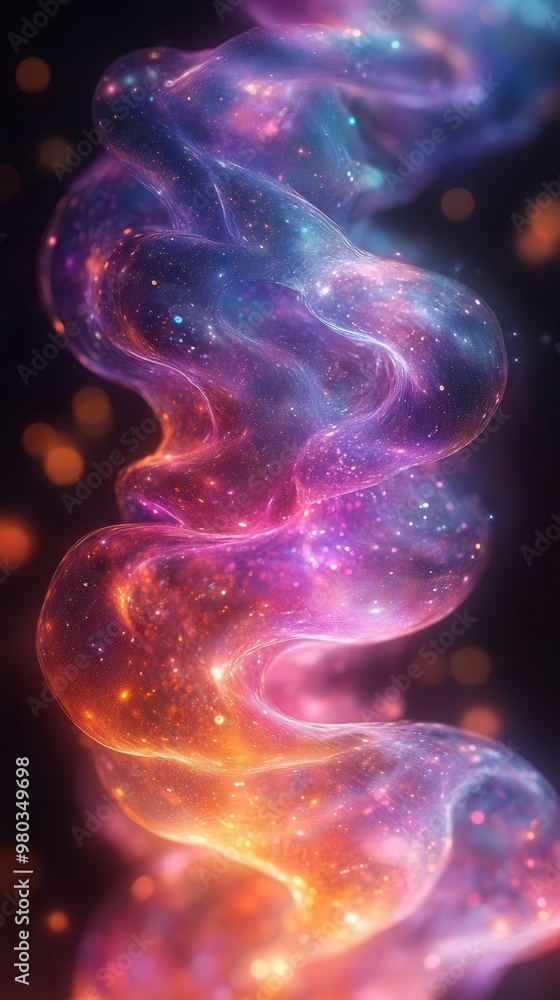 Wall mural iridescent fluid art mesmerizing swirls of holographic colors in motion creating abstract 3d curved 