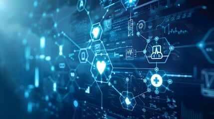 Fototapeta premium Interconnected Healthcare System with Smart Medical Devices Patient Monitoring and Health Data Analytics for Improved Care Outcomes