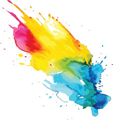Bright colorful watercolor splash splatter stain brush strokes on white background. Modern vibrant aquarelle spot. Trendy isolated painted design on white. Element. Vector watercolor illustration.
