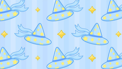 Cute Kawaii Baby Blue Wallpaper Witch hat Halloween 