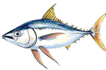Tuna fish illustration isolated on white background	