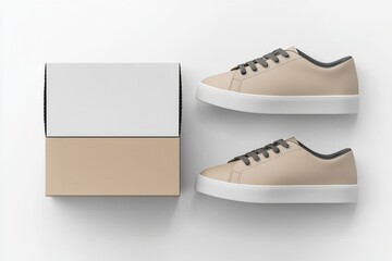 Fototapeta premium Shoe Box Mockup on Isolated white Background created with Generative AI