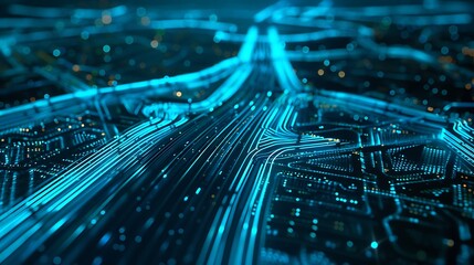 Speedy Data Routes on Tech Map, Business Theme, Background, Technology, Networking, Digital