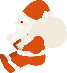 横向きの座るサンタクロースのベクターイラスト