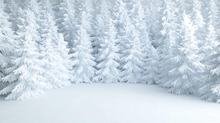 Fototapeta premium A serene winter landscape featuring snow-covered trees, creating a tranquil and peaceful ambiance in a frosty environment.