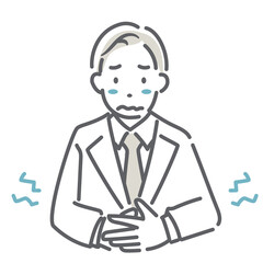 腹痛に苦しむビジネスパーソン　シンプルでお洒落な線画イラスト