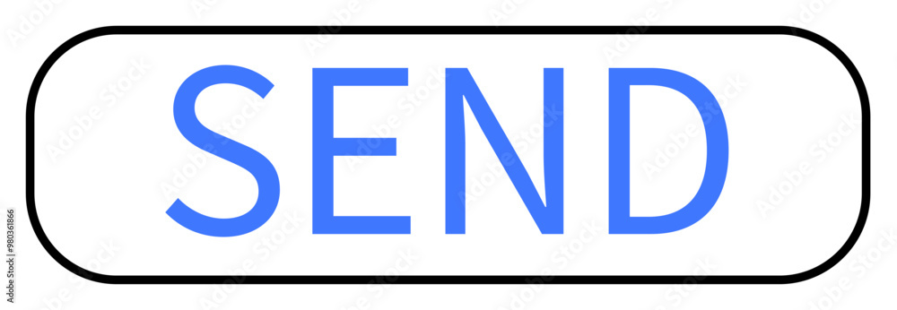 Poster a simple blue send button on a white background, outlined with a black border. ideal for user interf