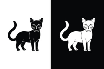 Cat silhouette icon vector illustration. Silhouette icon of cat on white background