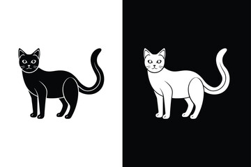 Obraz premium Cat silhouette icon vector illustration. Silhouette icon of cat on black background