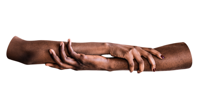 Png arms holding each other sticker, transparent background