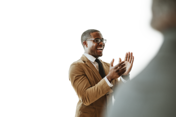 Png Businessman clapping during presentation
