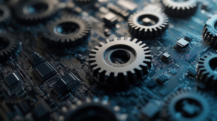 
Gear wheel design on a powder circuit with electronic light lines in the EP-2 background. Ideal for decorations, advertising displays, message boards, logos, and more.