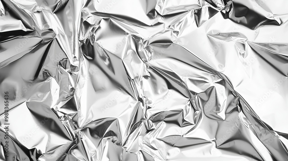 Poster shiny silvergray crumpled foil texture adding a glossy uneven metallic effect