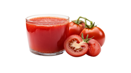 Tomato juice isolated on white background, created with generative Ai technology