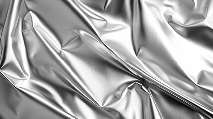 Silver metallic texture resembling shiny wrapping foil with a smooth whitegray backdrop ideal for wallpaper or decorative elements