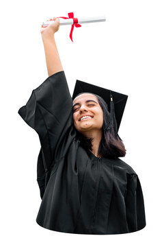 Png happy graduate celebrating sticker, transparent background