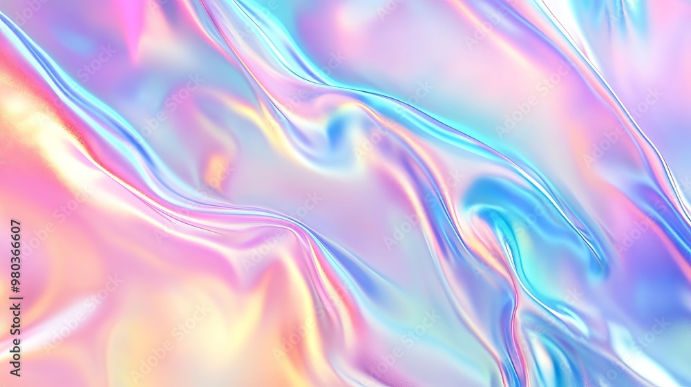 Aufkleber soft pastel colors in an iridescent holographic backdrop creating a creative gradient effect