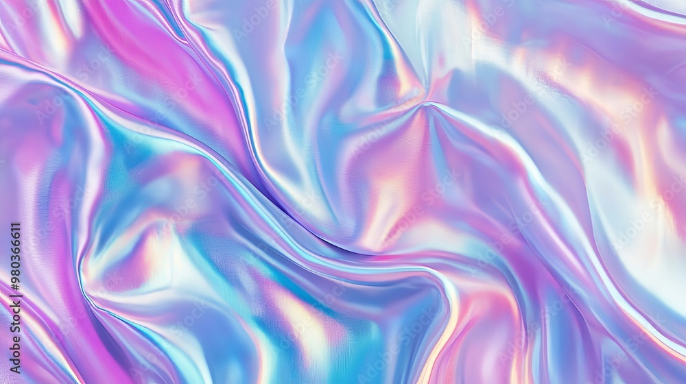 Poster soft pastel colors in an iridescent holographic backdrop creating a creative gradient effect