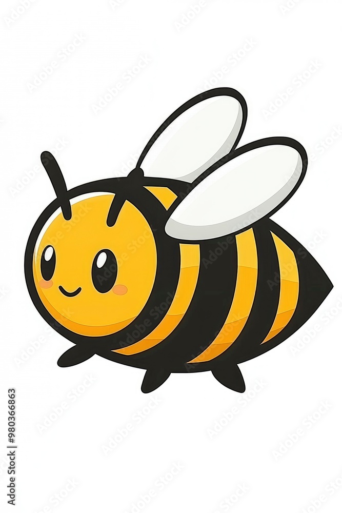 Sticker cute cartoon bee illustration