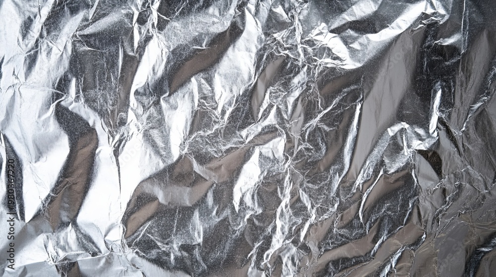Poster thin silver leaf texture with a shiny uneven surface ideal for adding a glossy metallic finish to de