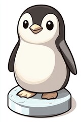 Fototapeta premium Adorable Cartoon Penguin Standing on Ice