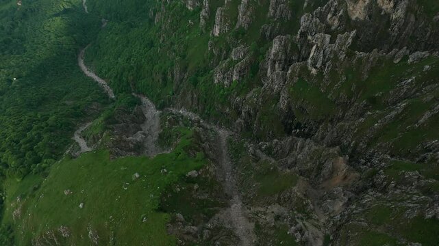 Grignetta, Lombardy, Italy - A Picturesque View of the Rugged Mountain Trail - Aerial Drone Shot