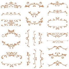 Bronze ornamental filigree png frame sticker set