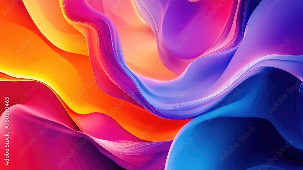 Poster beautiful and colorful abstract organic wallpaper with fluid shapes and bold hues, creating a dynami