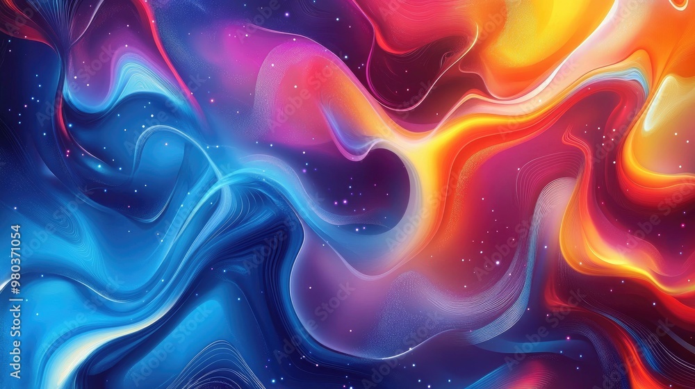Aufkleber vibrant and colorful abstract organic background with flowing shapes and dynamic patterns, creating 