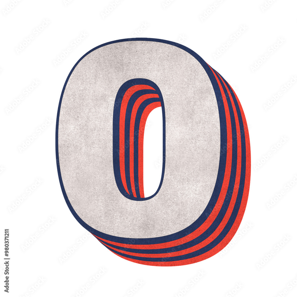 Poster number zero layered text effect png font