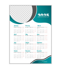 Modern 2025 wall calendar design template