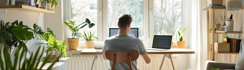 Eco Conscious and Ergonomic Home Office Space with Sustainable Furniture and Nature Decor for Productivity and Relaxation