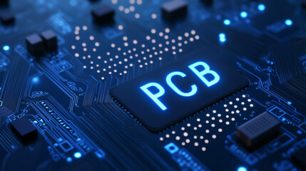 Diagram of a circuit board labeled "PCB," showcasing holes and contact pads on the board.
