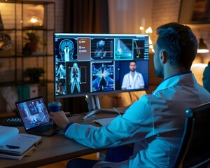 Virtual Pain Management Session with Guidance in Comfortable Home Setting Telemedicine Concept