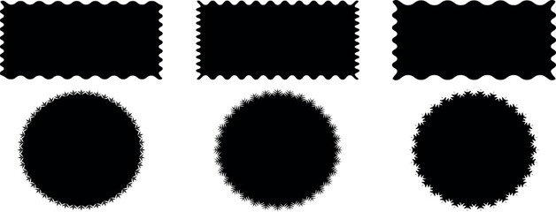 Zig zag Wavy Edge Rectangle Shapes Set.