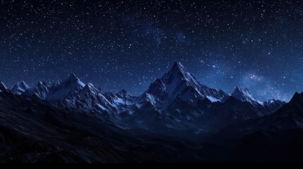 Shadowy Mountain Peaks Wallpaper. Dark mountain peaks under a starry sky.