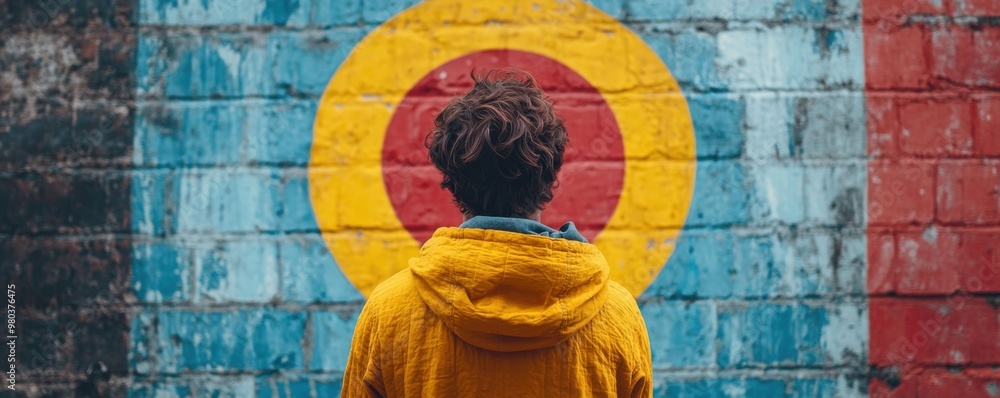 Poster mastering retargeting ads: user setting up a dynamic campaign with digital marketing tools