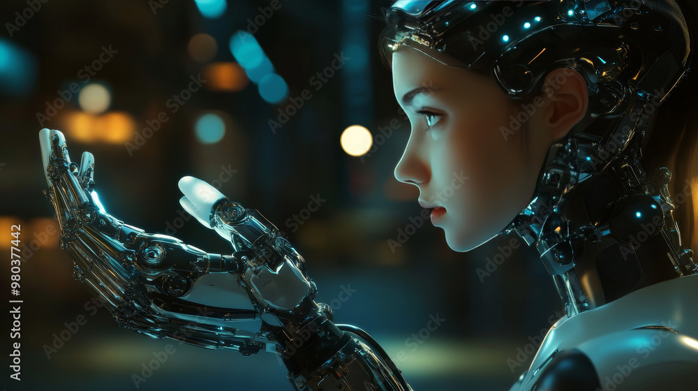 Aufkleber industry 4.0 concept: artificial intelligence automating product manufacturing within a smart factor
