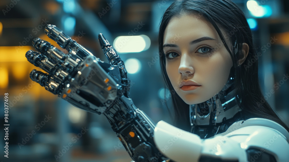 Aufkleber industry 4.0 concept: artificial intelligence automating product manufacturing within a smart factor