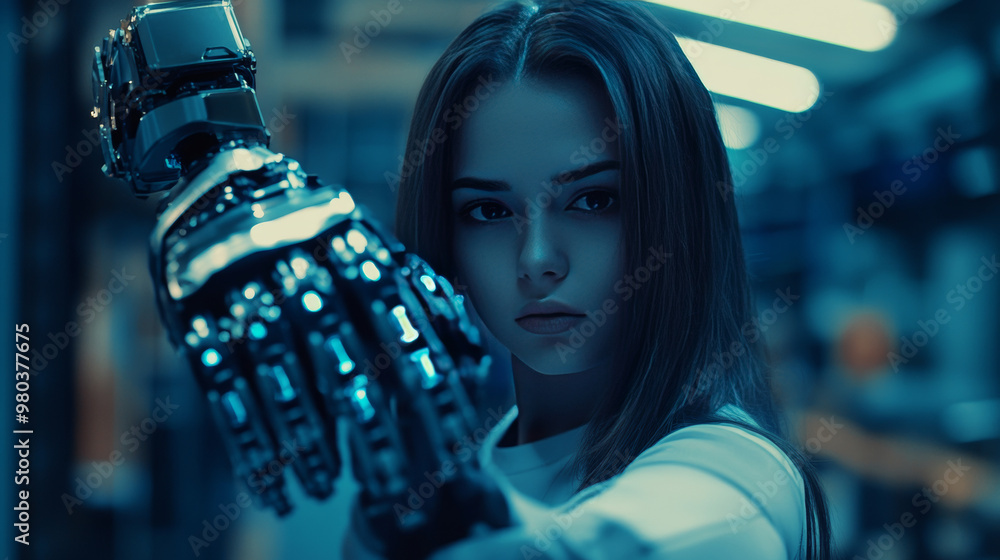 Poster industry 4.0 concept: artificial intelligence automating product manufacturing within a smart factor