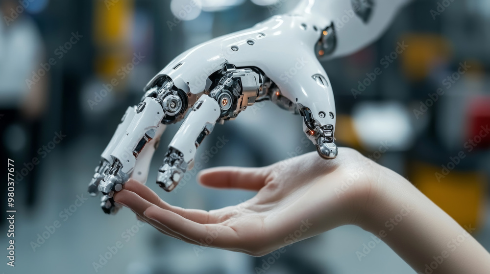 Poster industry 4.0 concept: artificial intelligence automating product manufacturing within a smart factor