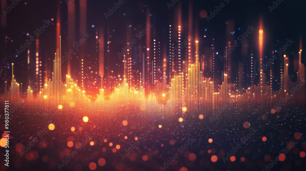 Aufkleber isolated radial sound wave pattern with luminous particles. audio frequency waveform, music wave, ci