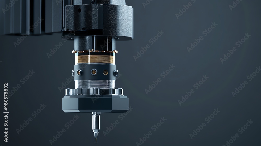Poster close-up of a precision machine tool with a sharp tip