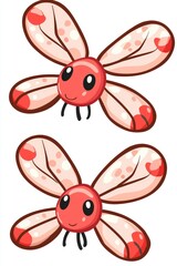 Cute Cartoon Red Dragonflies Illustration